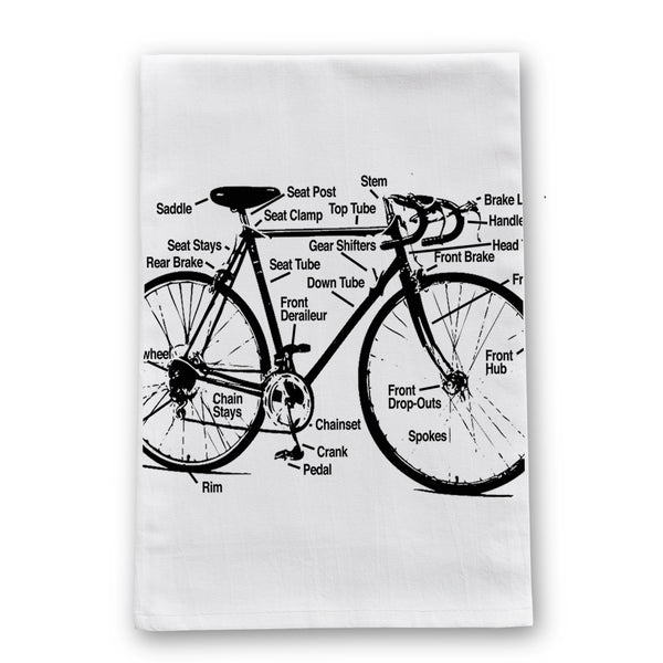Retro Racing Bicycle Diagram Kitchen Towel