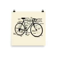 Vintage Racing Bicycle Diagram Art Print