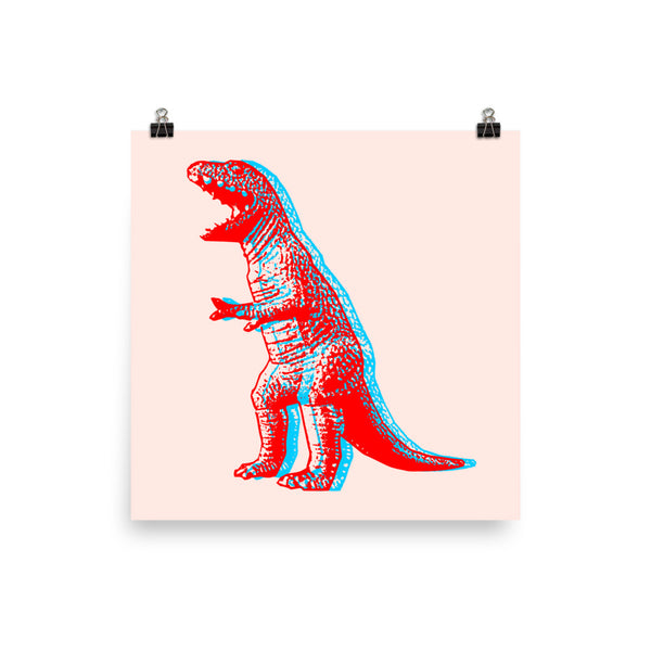 3-D T-Rex Dinosaur Art Print