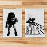 Astronaut Moon Man & I Want to Believe Kitchen Towels - 2 Pack