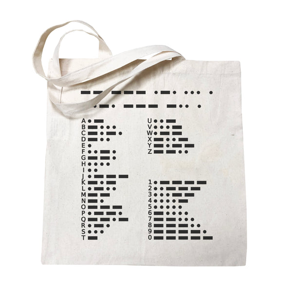 Morse Code Cotton Canvas Tote Bag