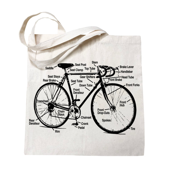Racing Bike Diagram Cotton Canvas Tote Bag
