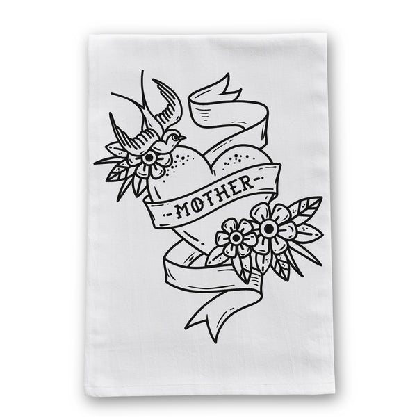 Mother Heart Tattoo Funny Mom Kitchen Towel