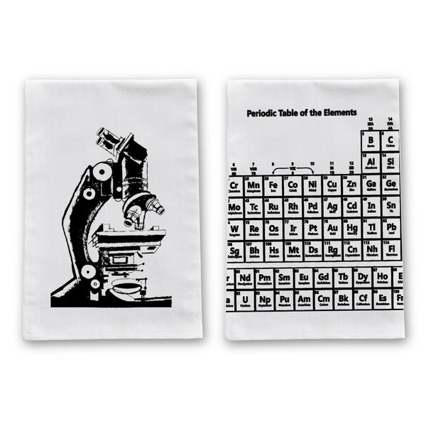 Scientific Microscope & Periodic Table Kitchen Towels - 2 Pack
